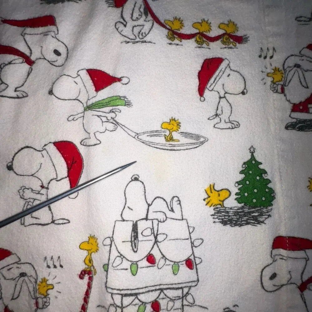 Pottery Barn Snoopy Christmas Holiday Twin Size Sheet Set Flannel Organic Cotton